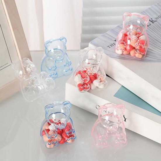 Bear-Shaped Candy Box Large Capacity Clear Plastic Storage Container Reusable Decorative Candy Storage Jar