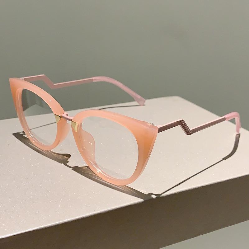 Vintage Flache Leichte Cat-Eye Große Fassung Blaulichtfilterbrille Damen Mode Halbe Metallseite High Definition Brille