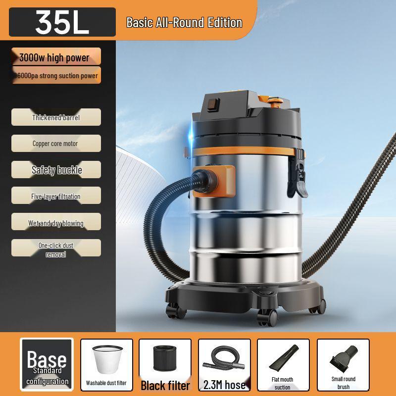 High Suction Vacuum Cleaner for Wet/Dry Use - Ideal for Initial and Grout Cleaning, Car Washing, and Industrial Needs