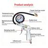 Dial Meter Tire Inflation Gauge Tire Repair Pressure Monitoring Tester Inflator Pump  Motorcycle