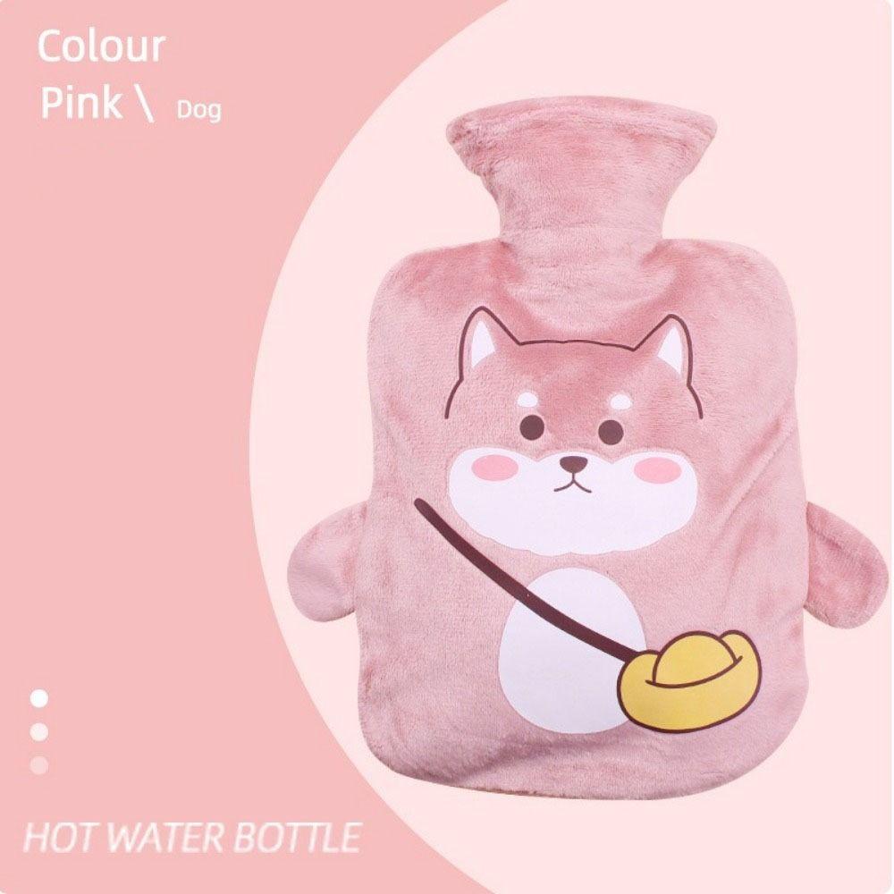 Samt Wärmflasche Cartoon Muster Heißwasserbeutel Tragbare Heißwasserflasche Bauchwärmer