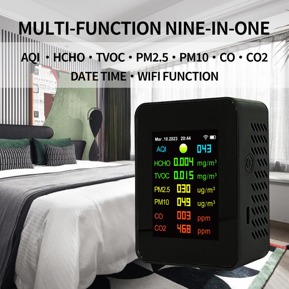 Tuya Wifi Portable Air Quality Meter 7in1 PM2.5 PM10 Carbonic Oxide Carbon Dioxide TVOC HCHO AQI