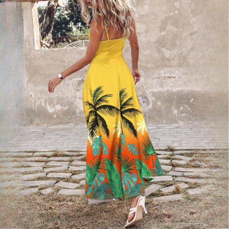 Women's Summer Tie Full Floral Sexy Halter Dresses