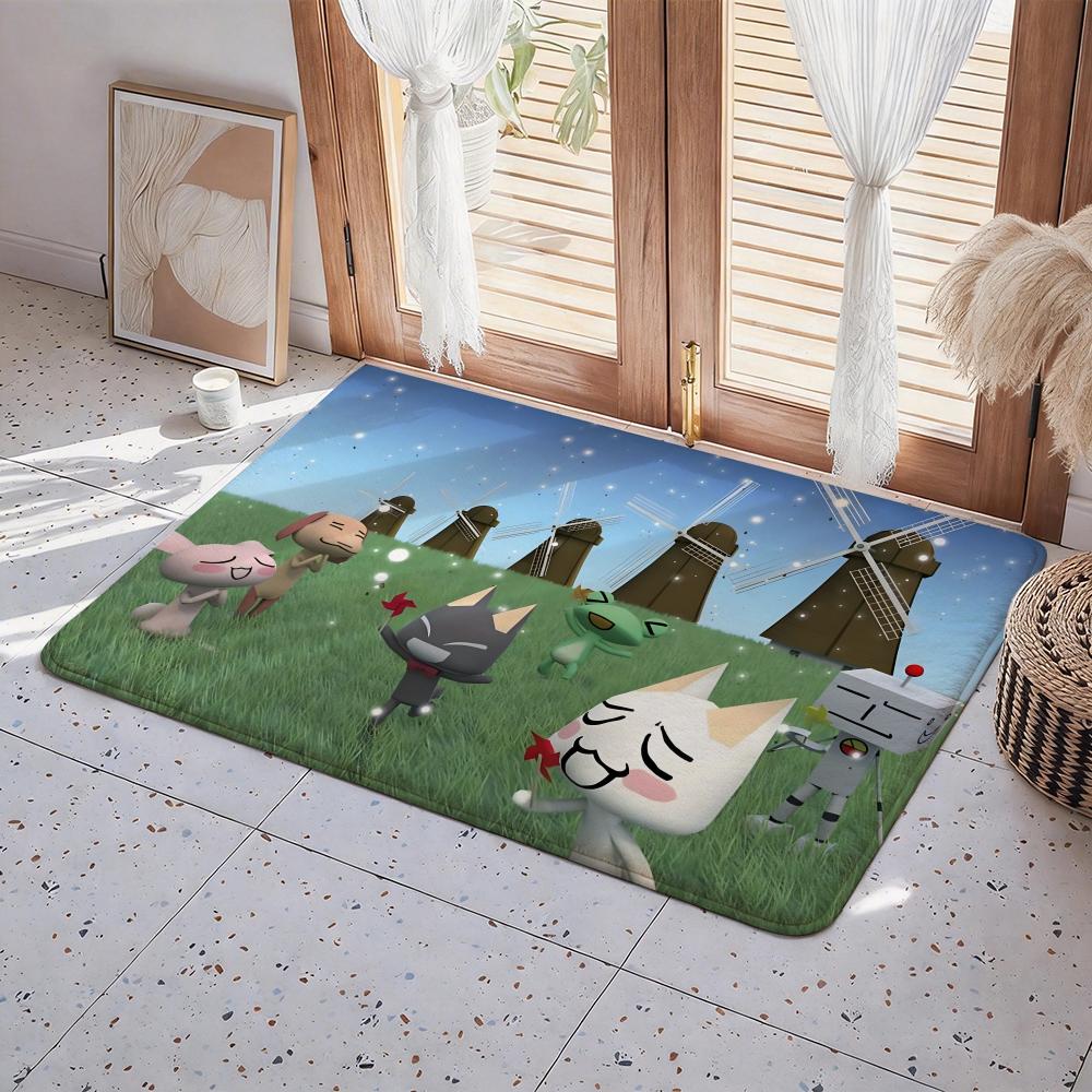 Inoue Toro Cute Cat Floor Mat Eco Flannel Doormat Non Slip Odorless Indoor Floor Rug Soft Short Plush Home Mat