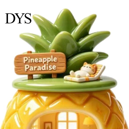 Cute Refrigerator Magnets Pineapple House Resin Fridge Magnet, 3D Relief Miniature Cottage Decor, Creative Artistic Sticker for Home Kitchen,
