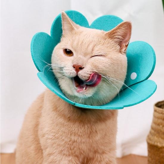 Cat Cone Recovery Collar Adjustable Cute Sunflower Pet Cone Collar Felt Recovery Cone for Kittens Prevents Lick-Bite And Scratching