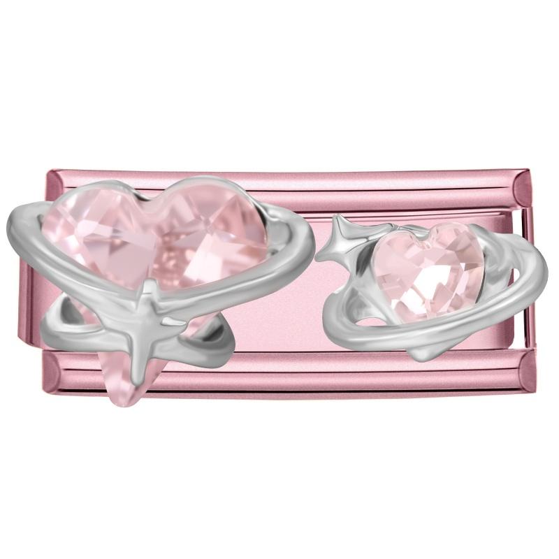 Romantic Pink Love Rose Butterfly Star Shell Zircon Long Italian Charm Links Fit 9mm Stainless Steel Bracelet DIY Making Jewelry