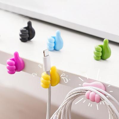 10 Stück bunte Silikon-Daumen-Wandhaken, starke Haftung, Kabel-Clip, rostfrei, Schlüsselaufhänger, Desktop-Aufbewahrungshaken