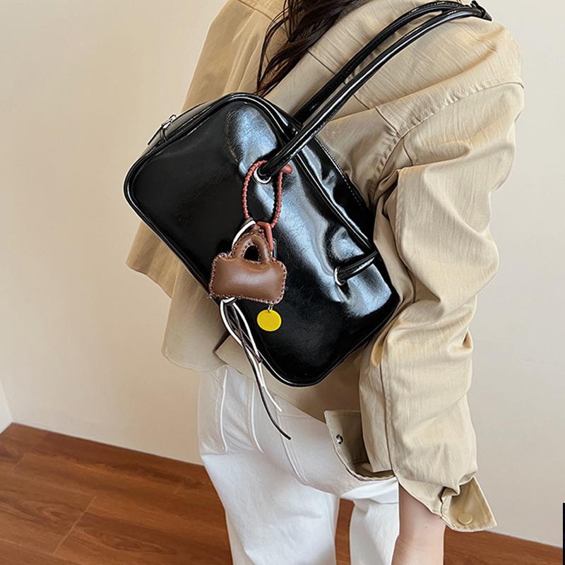 Korean Stylish Square Bag Solid Color Versatile Bowling Bag Hot-selling Retro Shoulder Bag New Style High-quality Pu Leather Bag