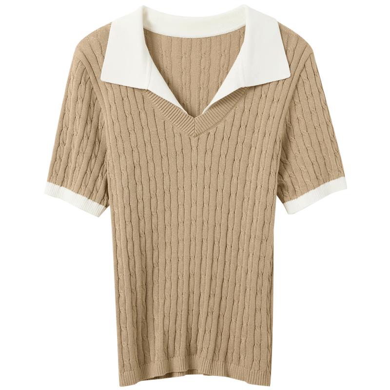 Sancai Slim-Fit Cable Knit Polo Sweater L