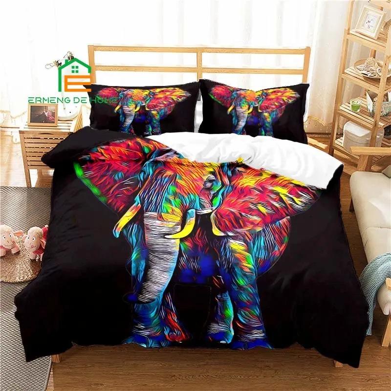Animal Elephant Art Pattern Duvet Cover Set Bedding for Aldult Kids Bed Set Game Quilt Cover Comforter Cover Bedding Set