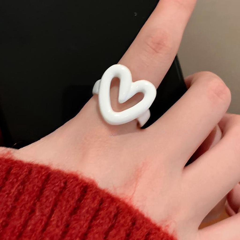 Bequeme Passform Hohl Geometrische Herzringe Vielseitig für Jeden Anlass Unisex Schmuck