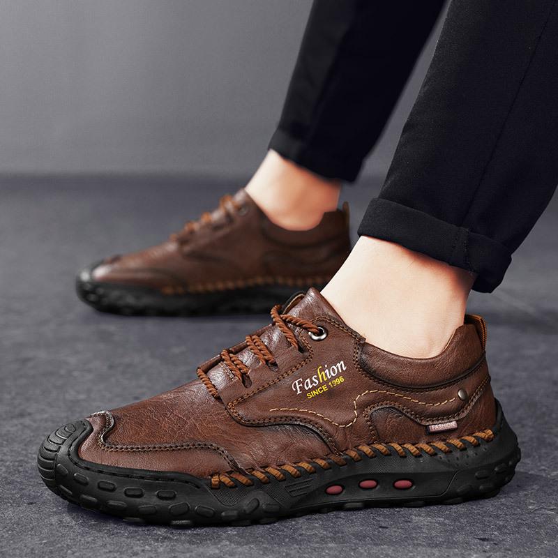Men's Plus Size Ultra-fiber Casual Low-top Hand-stitched Shoes