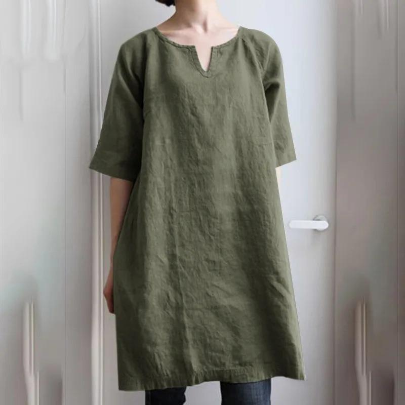 BITCED Fashion Summer Spring Solid Color Print Short Sleeve V-Neck Casual Dresses