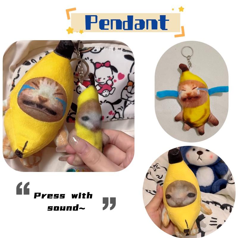 Cute And Soft 20cm Banana Cat Plush Keychain With Sound