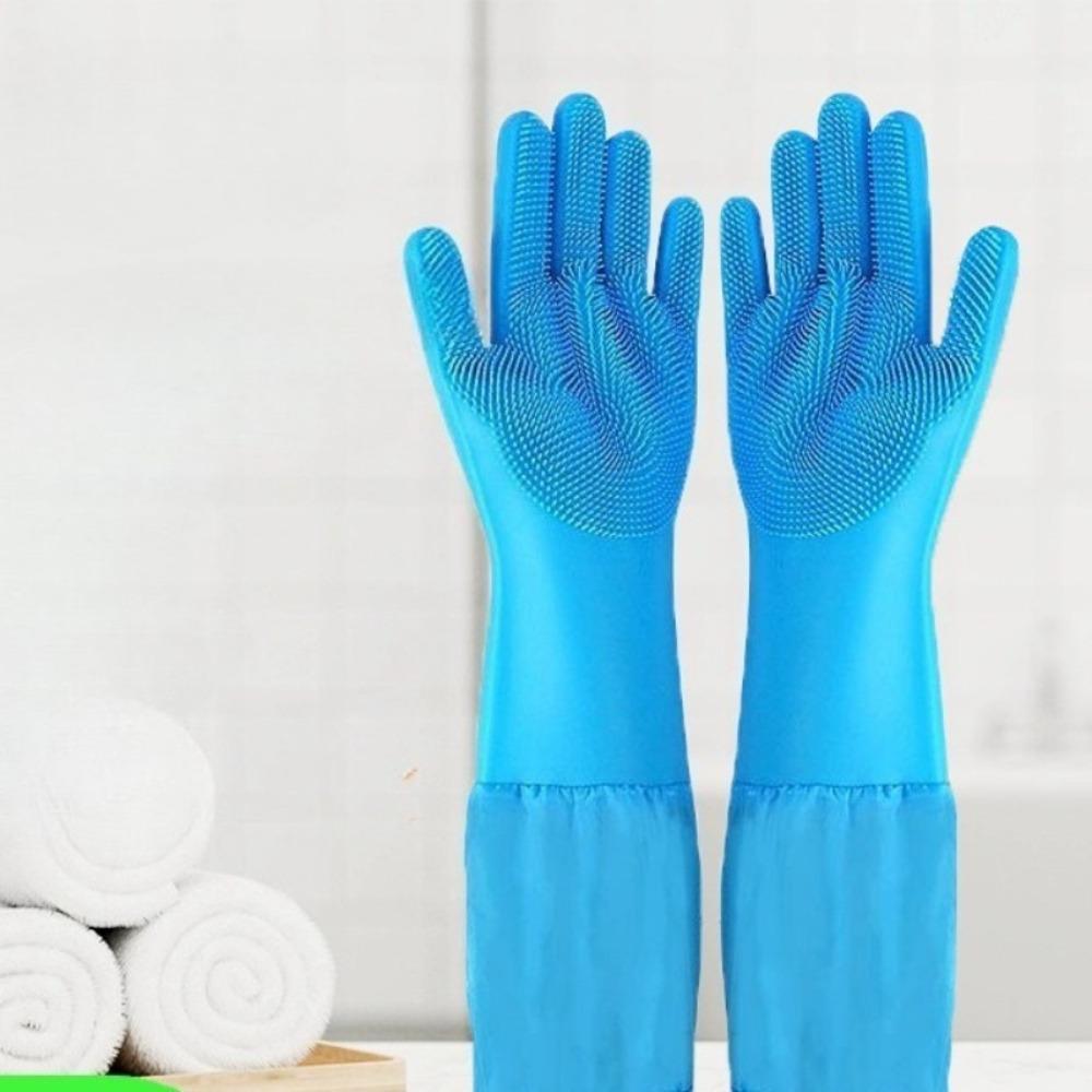 

Перчатки для груминга питомцев, чистящие, для купания собак и кошек с шампунем, перчатка, удлиненная, против укусов, из мягкого силикона, перчатка для удаления шерсти синий