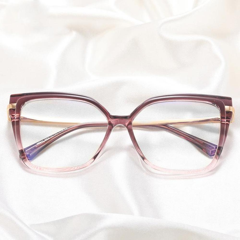 Stilige Optikk Minus Nærsynthetsbriller Kvinner Leopard Oversized Firkantet Brilleinnfatning Metall Datamaskin Anti Blått Lys Briller 0~-6.