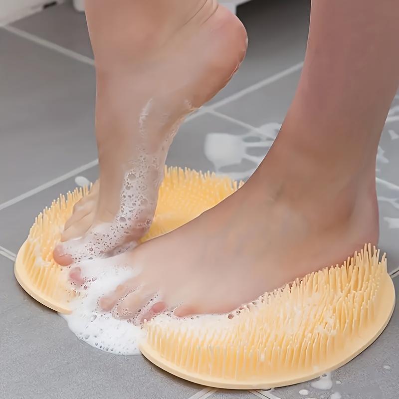 1pc Foot & Back Shower Scrubber, Silicone Bath Massage Pad, Wall Mounted Body Back Scrubber, Silicone Bath Massage Cushion Brush With Non-Slip