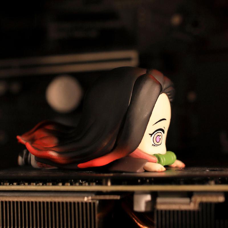 Demon Slayer Kamado Nezuko Action Figures Car Ornament Anime Model Figures Prone Position Desktop Computer Case Decorative Gift