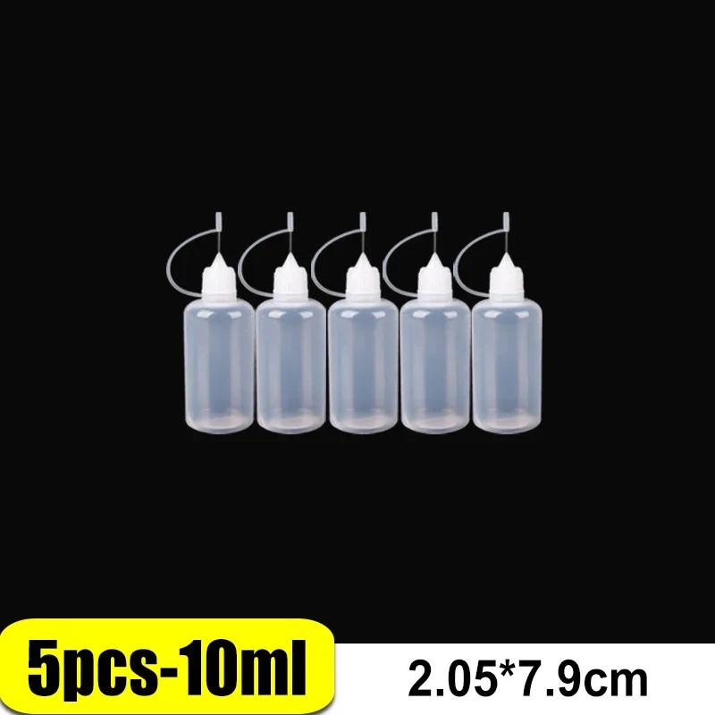 

5/50PCS Plastic Squeezable Tip Applicator Bottle Refillable Dropper with Needle Tip Caps for Glue Pigment Oil Liquids Bottles