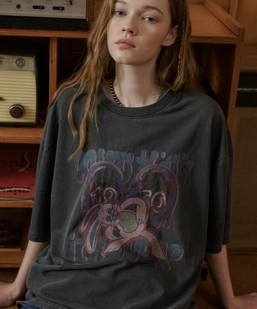 CPGN STUDIO Mad Hoppi Pigment Short Sleeve T-Shirt Smoke Black