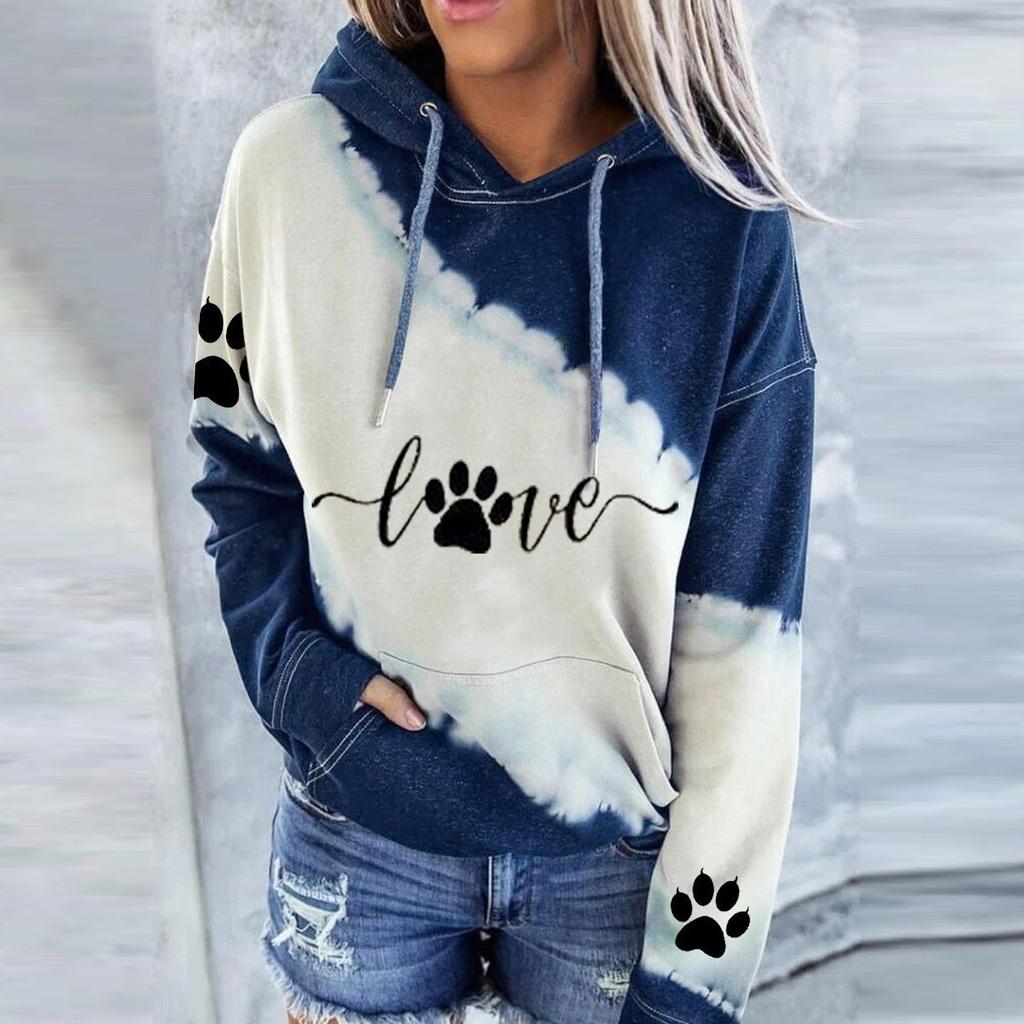 Long-sleeved Hooded Printing Leisure Women's Blouse Women Simple Loose Hoodie Y2k Street Sweatshirt Sportwear Casual Tops