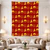 Hanging Tapestry for Wall Decor Gold Wizard Icons Glasses Sorting Hat and Crest On Red Seamless Pattern for Adult Magic Fan Decor