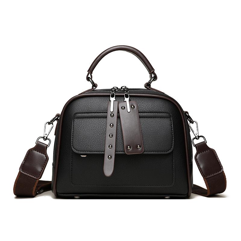 Popular Soft Leather Portable Small Square Bag Simple Versatile Multi-layer Practical Women's Bag Shoulder Crossbody Bag