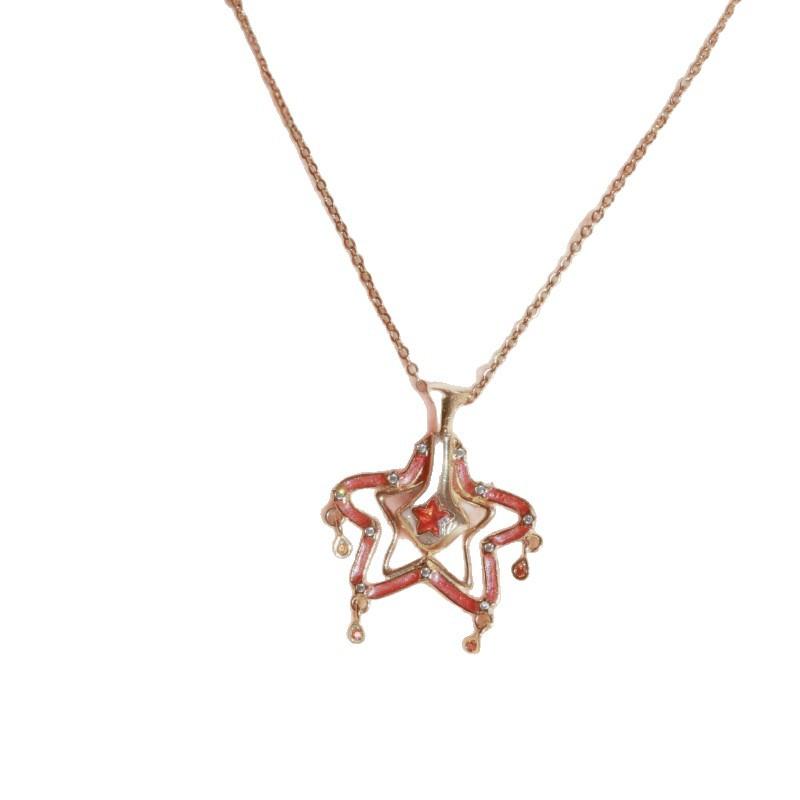 Niche Creative Color Quicksand Bottle Inlaid Zirconium Necklace Five-Pointed Star Love Fairy Tale Style Personality