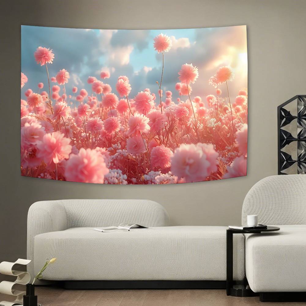 Flower Field Tapestry Wall Hanging Tapestry Art Deco Style Blanket Curtain Home Bedroom Living Room Decoration