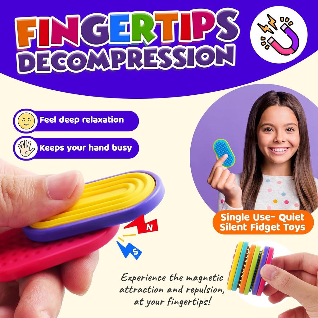 Sensory Fidget Magnet Toys for Kids: Silicone Magnetic Sliders Stress for Autism, Anxiety Relief Small Toys for Adults Office