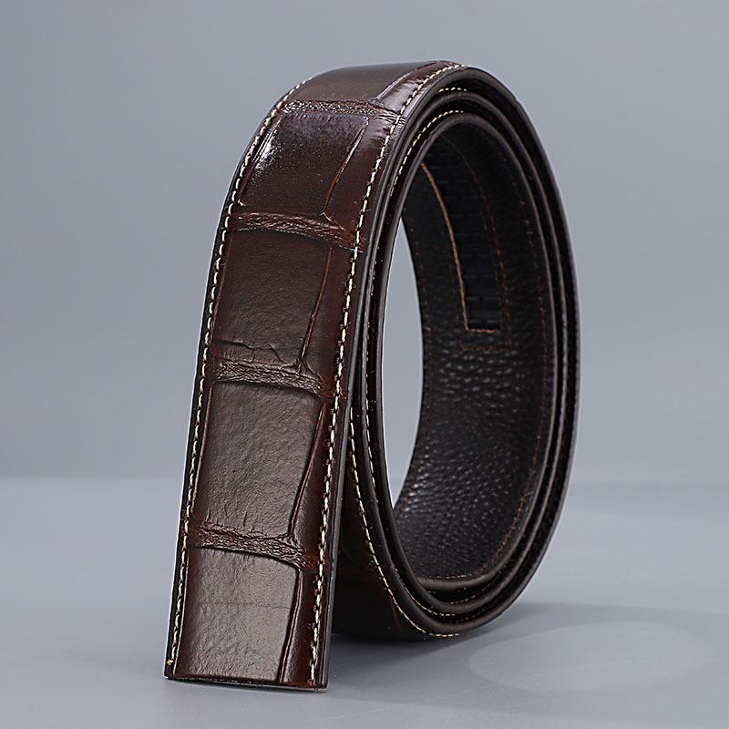 Men s Versatile Crocodile Pattern Leather Belt - Dragon Design, Top Layer Cowhide, Automatic Buckle. 120cm