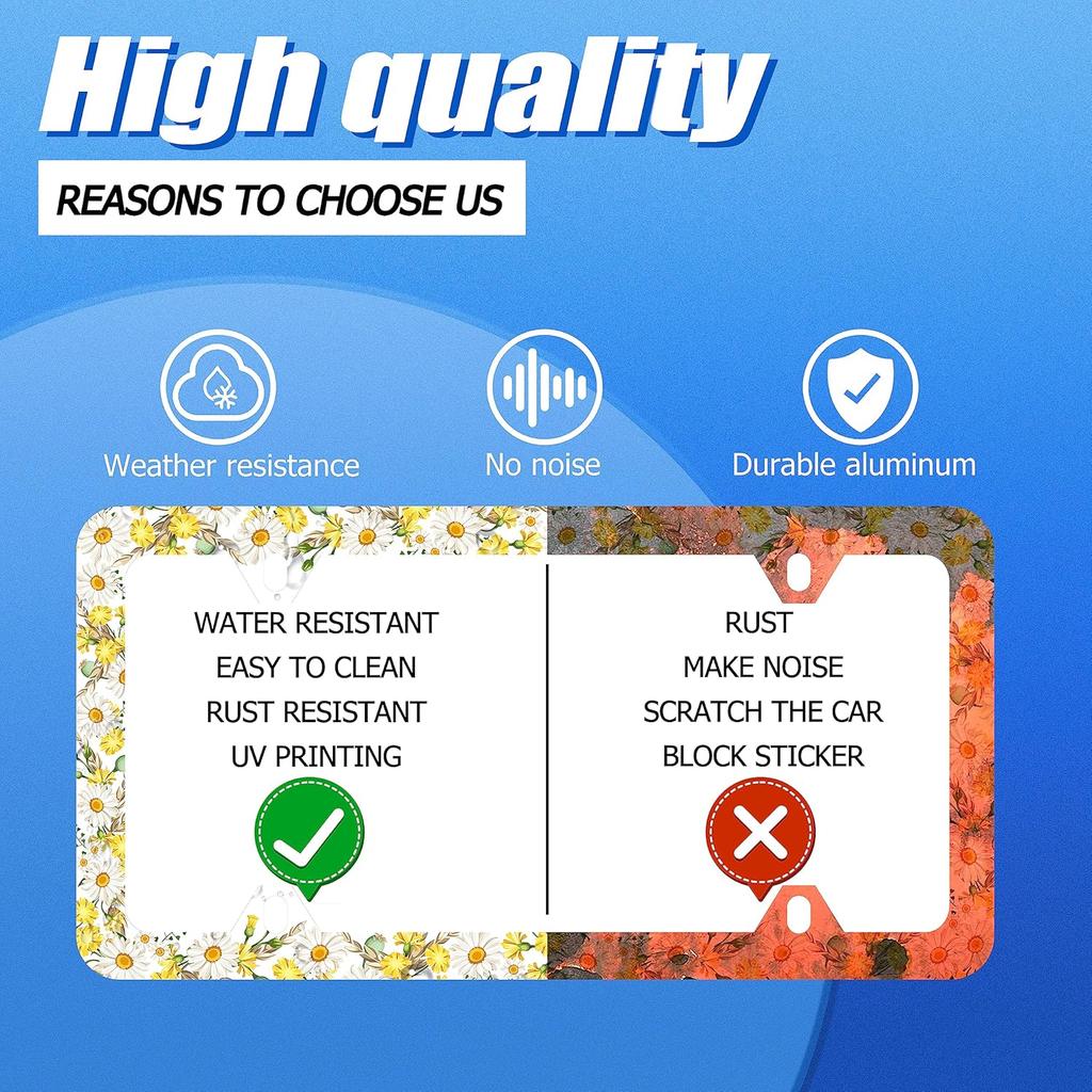 Daisy Flower License Plate Frame Beautiful Floral License Plate Stainless Steel Auto Parts Funny License Plate Decorative With Screws Size 12.3" X