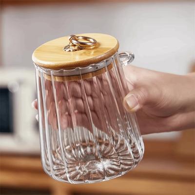 Transparent Glass Sugar Container Leakproof Sealed Tea Storage Jar Wide Mouth With Lid and Spoon Coffee Canister Nut