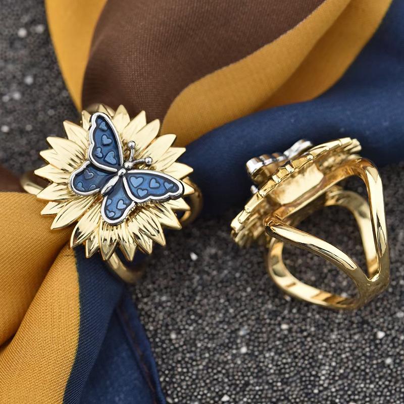 Neue Kamelien-Seidenschalschnalle, französische Retro-Perlenschalschnalle, quadratische Ringschnalle, orangefarbene Kristallschalschnalle für Frauen