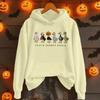 Damemote Casual Langermet trykt Rundhals hettegenser Pullover Topp med lommer