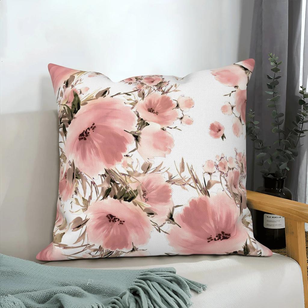 Pink Floral Home Decor Spring Flower Pillowcase Living Room Wedding Pillowcase Sofa Square Cushion Cover