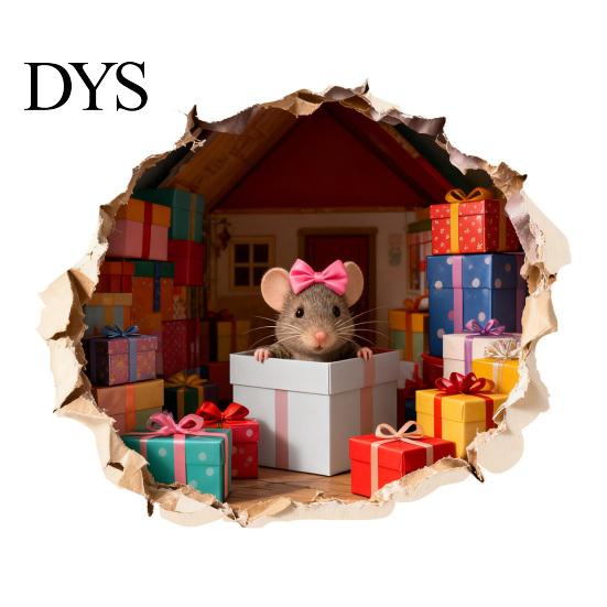 Holiday Home Decor Gifts Christmas Mouse Wall Sticker, 3D Realistic Cute Illustrations Decal, Party Glass Waterproof PVC Decorative for Decoration