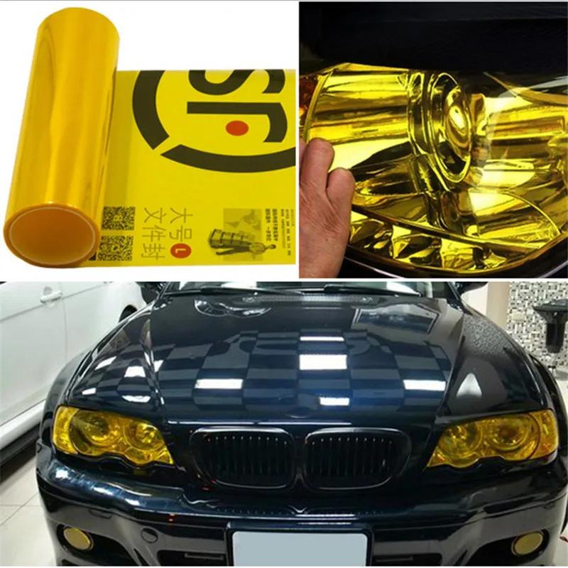 

30cmx120cm Yellow Auto Car Light Headlight Taillight Tint Waterproof Vinyl Film Sticker Easy Stick Motorcycle Whole Car Decorati 30cmx120cm