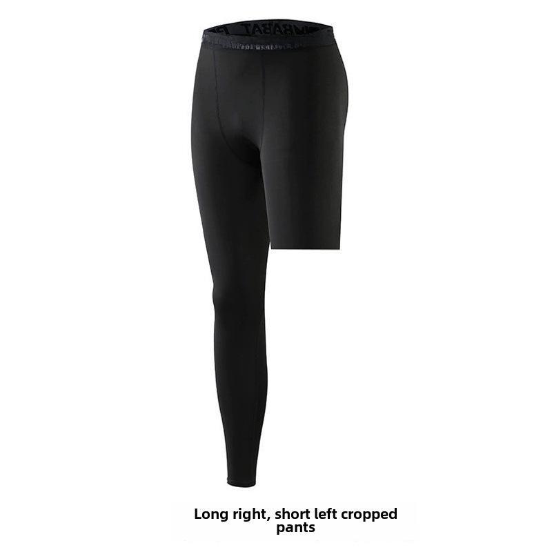 Men's One-Leg Compression Fitness Shorts - Quick-Dry Nine-Point Basketball Leggings