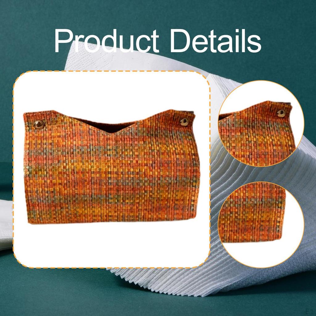 Tissue Box Cover Facial Paper Holder Napkin Organizer Dispenser PU Leather Holder, for