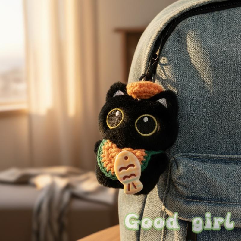 New Sale *New Sale Creative Cartoon Plush Black White Cat Doll Pendant Car Keyring Backapck Hangings Decoration Gifts