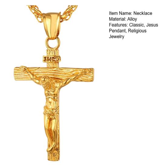 Jesus Pendant Necklace Men Cuban Chain Necklace Retro Religious Jewelry Birthday Gift for Christian Father Husband