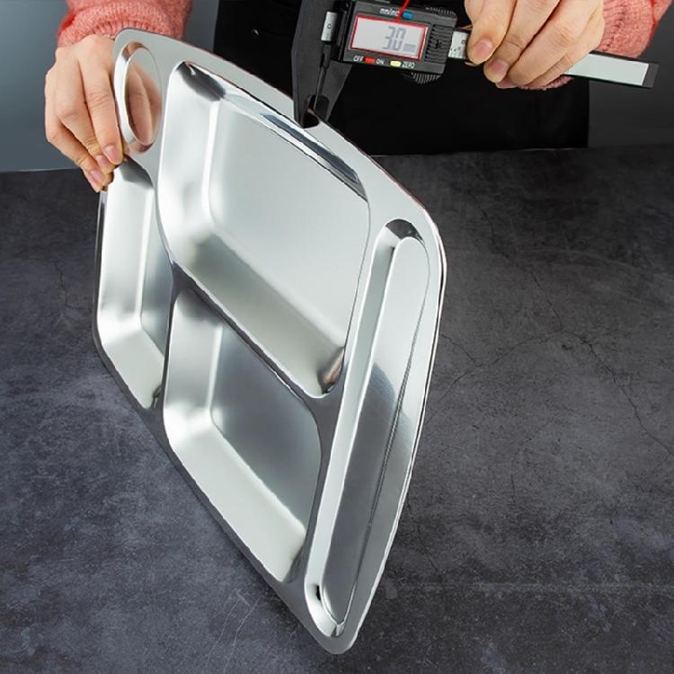 Lightweight 304Stainless Steel Plate Rectangular Divided Plate Dinner Tray