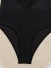 Women Black Spliced Mesh One Piece Swimsuits Bikini Suits Beachwear Bathing Suits