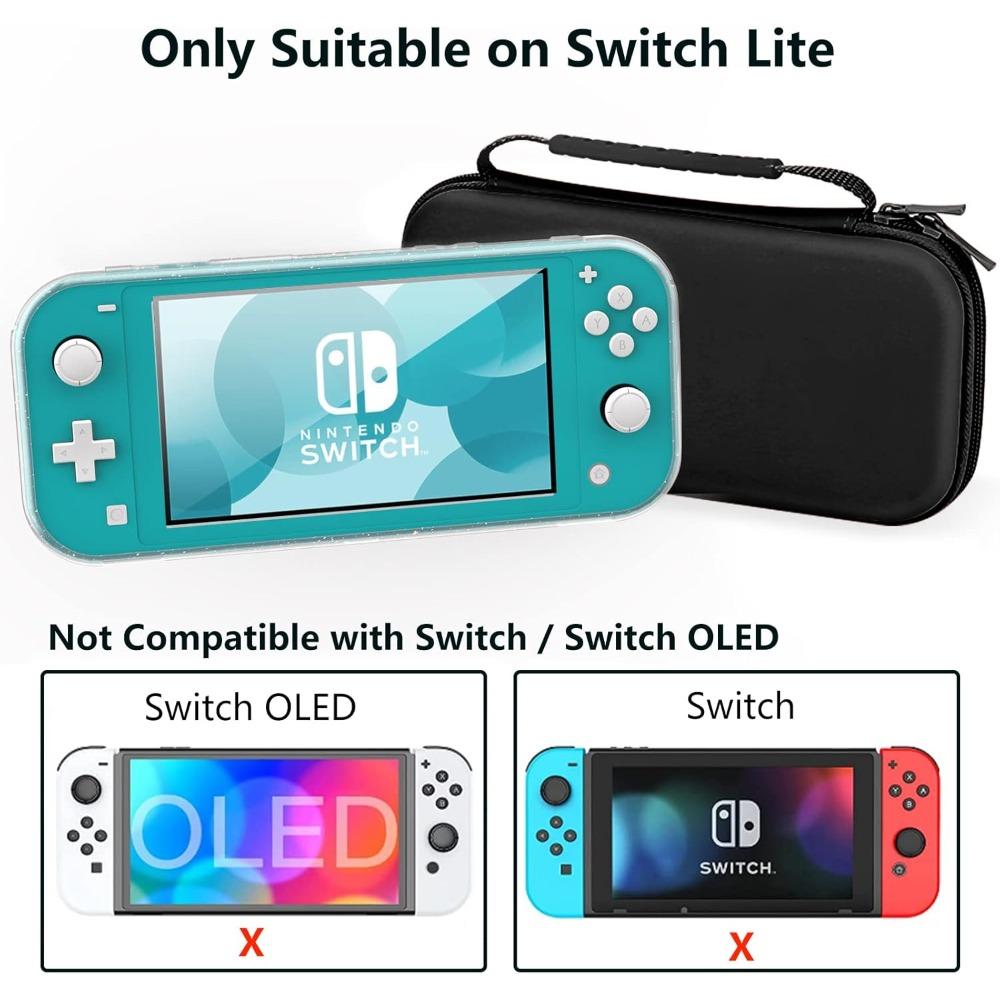 Switch Lite Protective Case with 10 Game Card Compartments Tempered Glass Screen Protector and 6 Thumb Cover Accessories