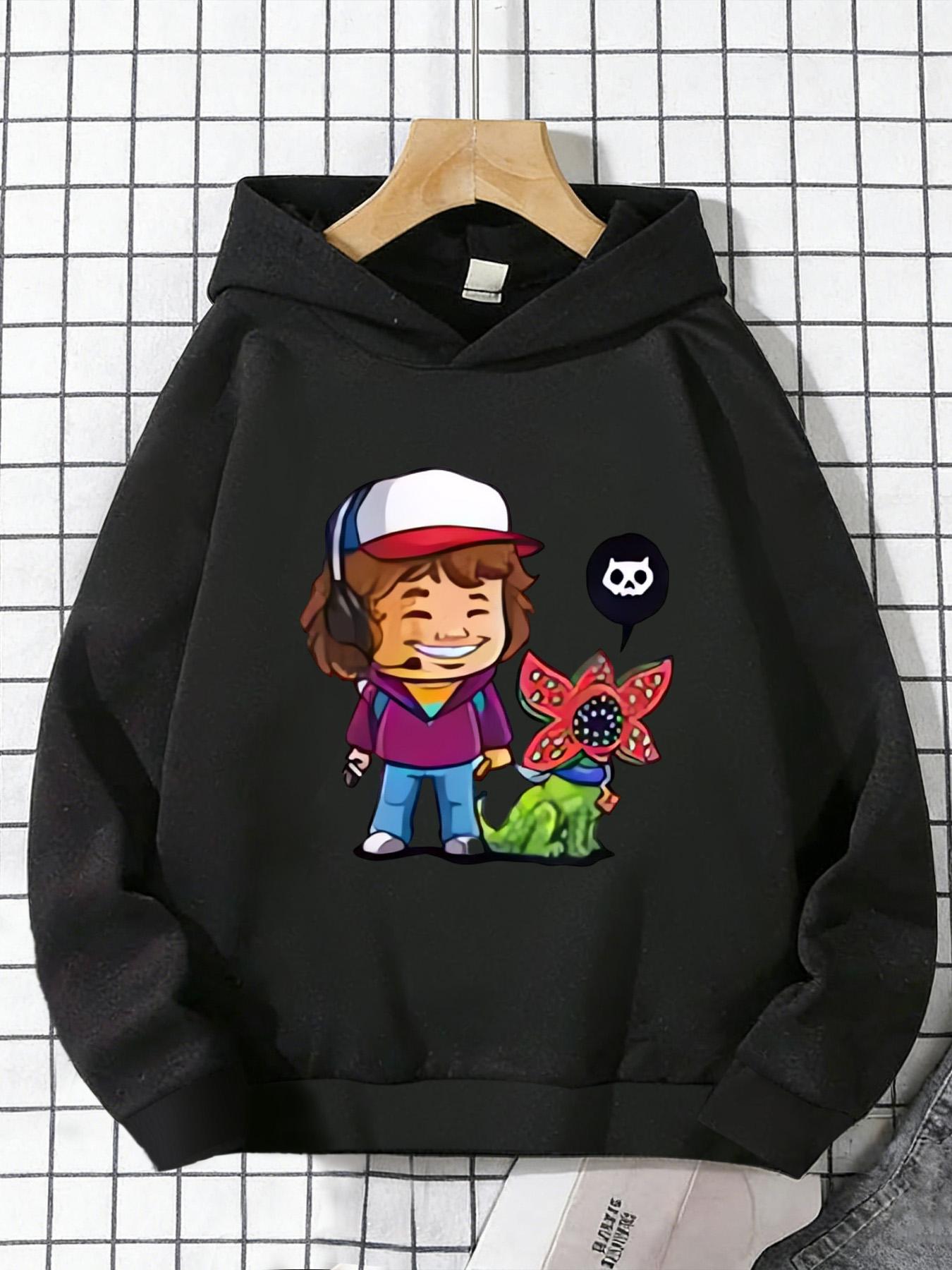 Dark Demon Skull Print Fantasy Weapon Element Cool Children s Black Hooded Sweatshirt 100