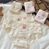 Female Spring and Autumn Lovely Rabbit Pure Cotton Extended Crotch 7A Antibacterial Hip Waist Triangle Briefs