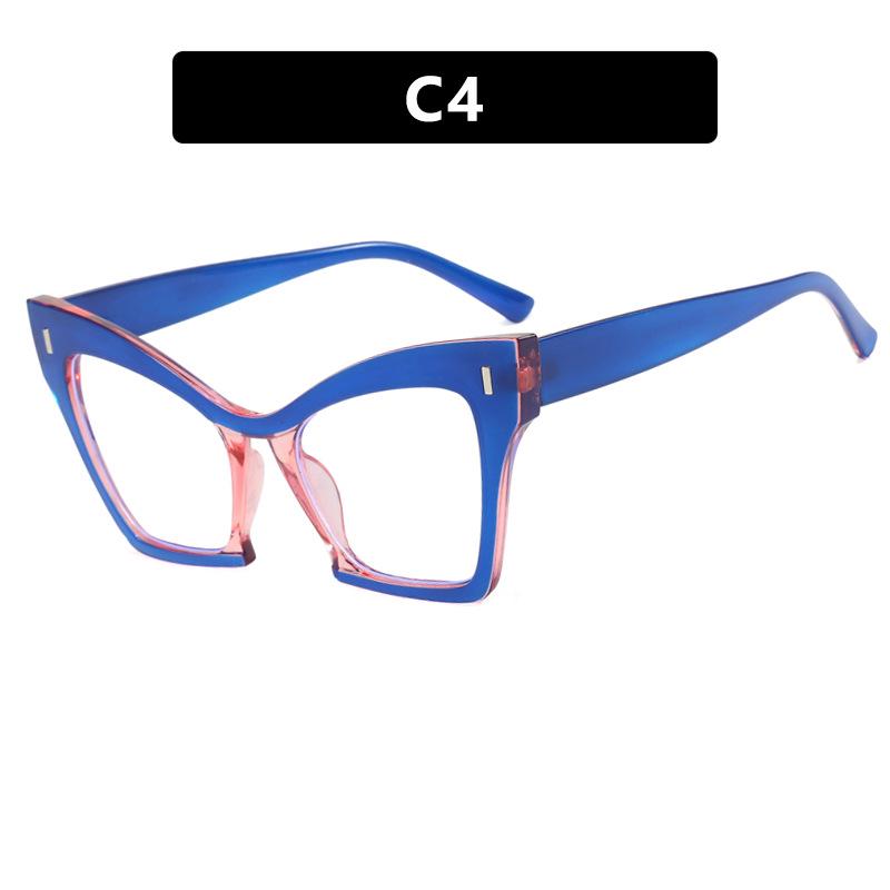 

Large Butterfly Anti-Blue Light Eyeglass Frames - Fashionable Color Block Design for Women