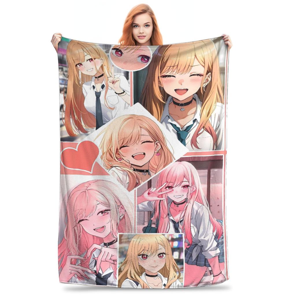 Japan Anime Marin Kitagawa Blankets Warm Street Trend Plush Throw Blanket For Kids Adult Couch Bed Flannel Bedspread Bed Cover